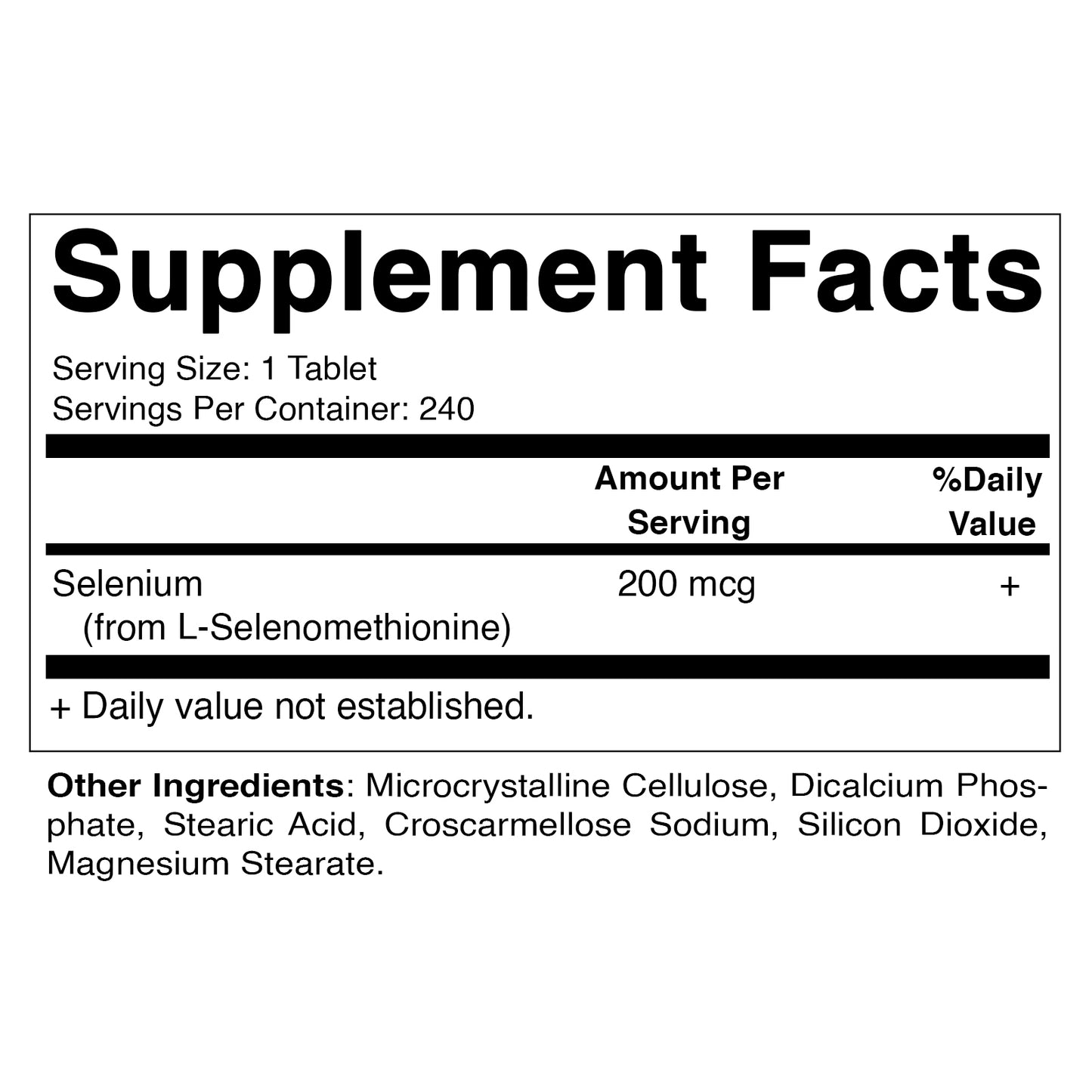 Yeast Free Selenium 200 mcg - 240 Tablets