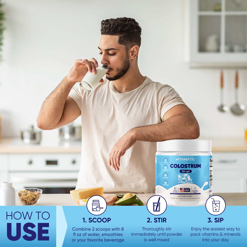 Bovine Colostrum Powder - 50% Highest IgG - 60 Servings (Unflavored)