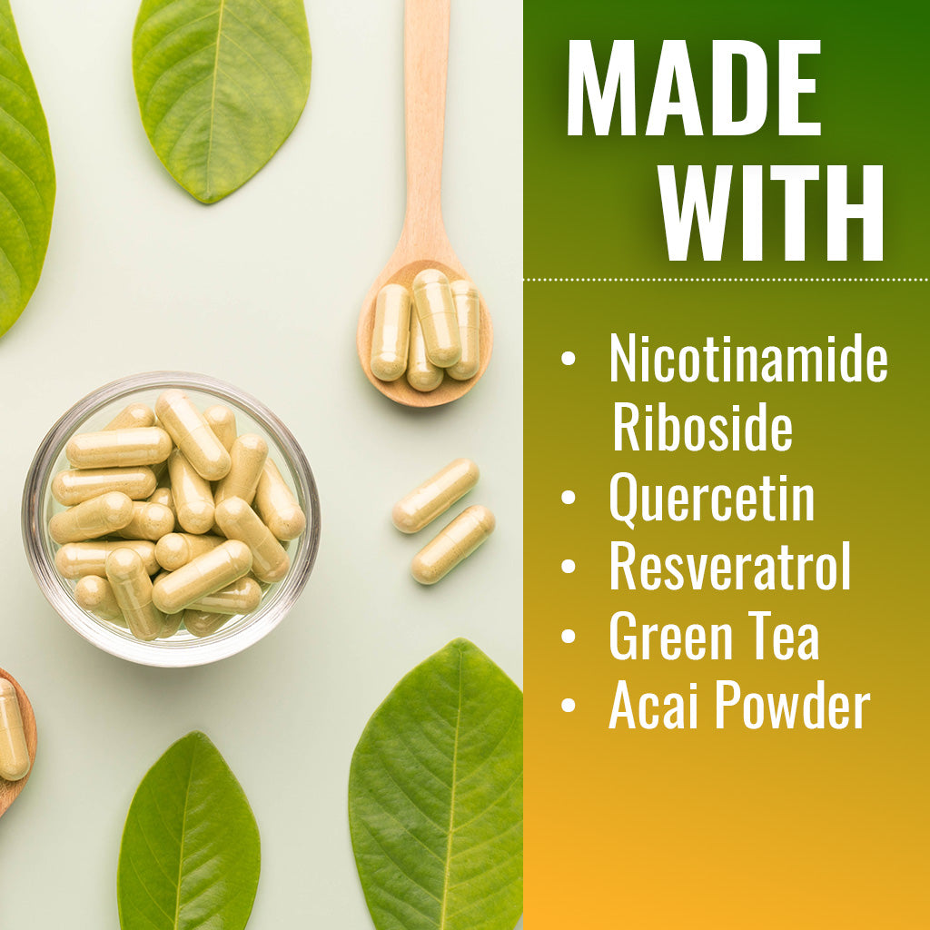 Vitamatic NAD Nicotinamide Riboside Supplement 1300mg 60 Ct - Support Healthy