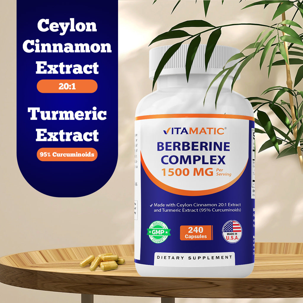 Berberine with Ceylon Cinnamon 1500mg - 240 Vegetarian Capsules