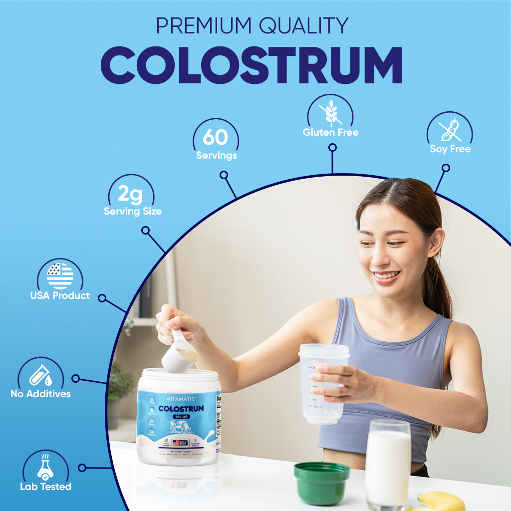 Bovine Colostrum Powder - 50% Highest IgG - 60 Servings (Unflavored)
