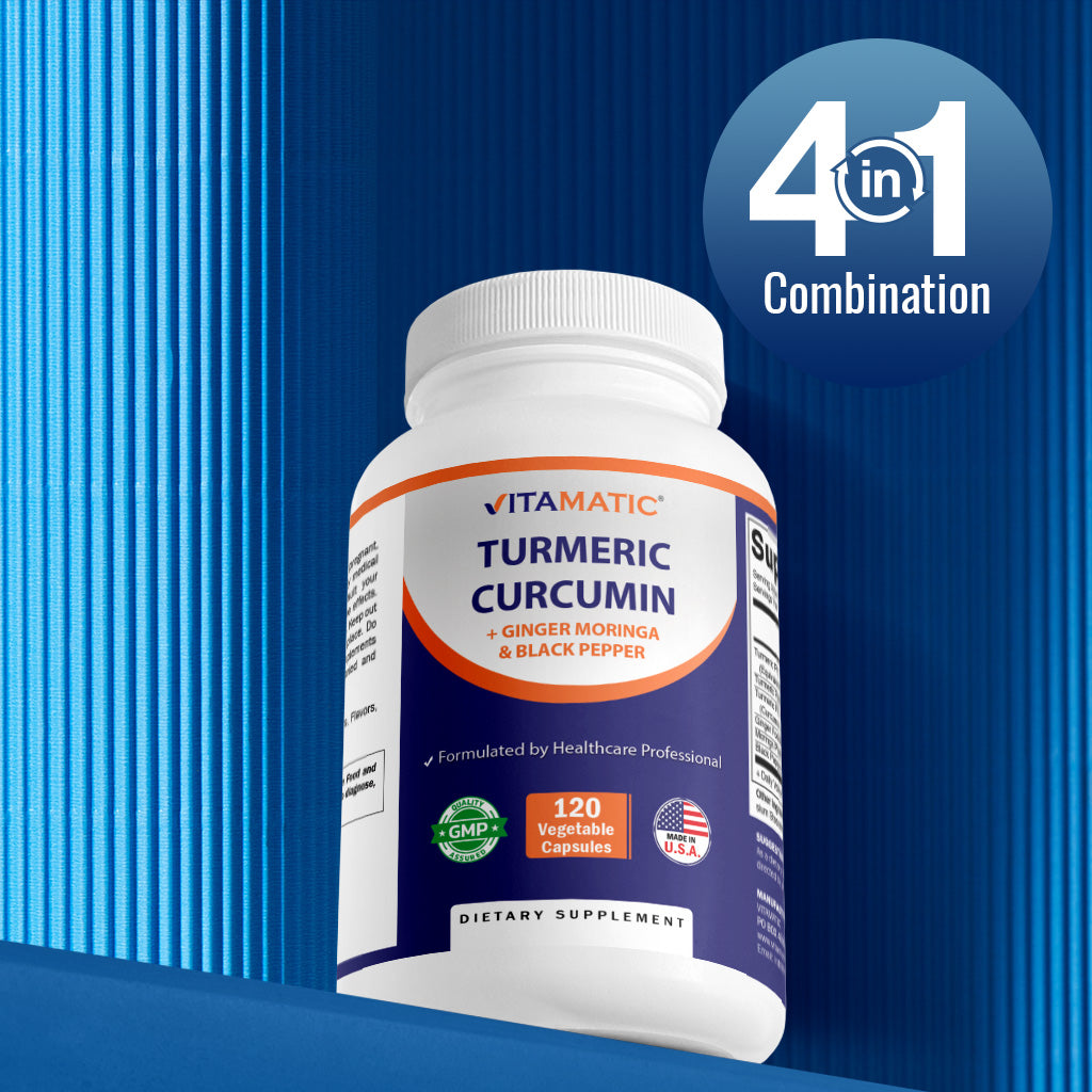 Turmeric Curcumin 3000mg, 95% Curcuminoids, Black Pepper, Ginger, Moringa - 120 Vegetable Capsules