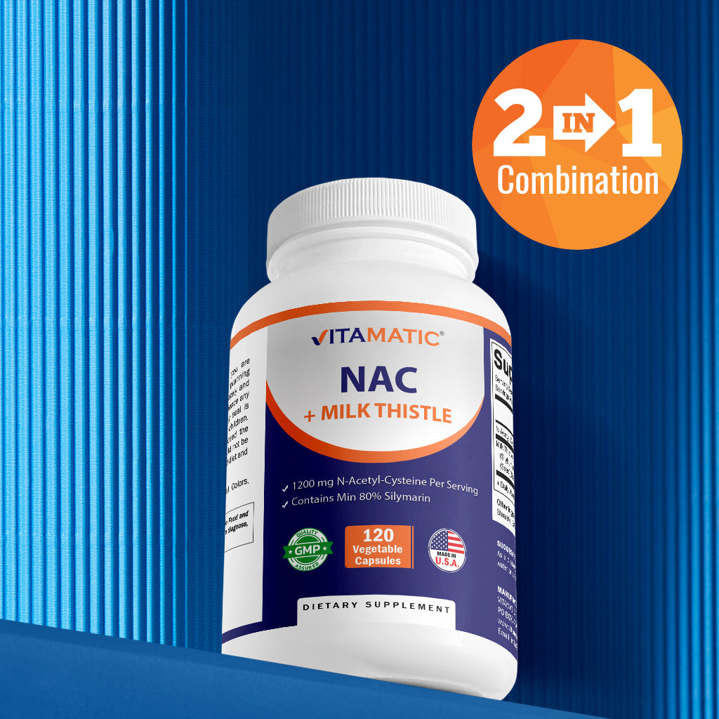 NAC Supplement N-Acetyl-L-Cysteine (NAC) with Milk Thistle Extract - 120 Veg Capsules