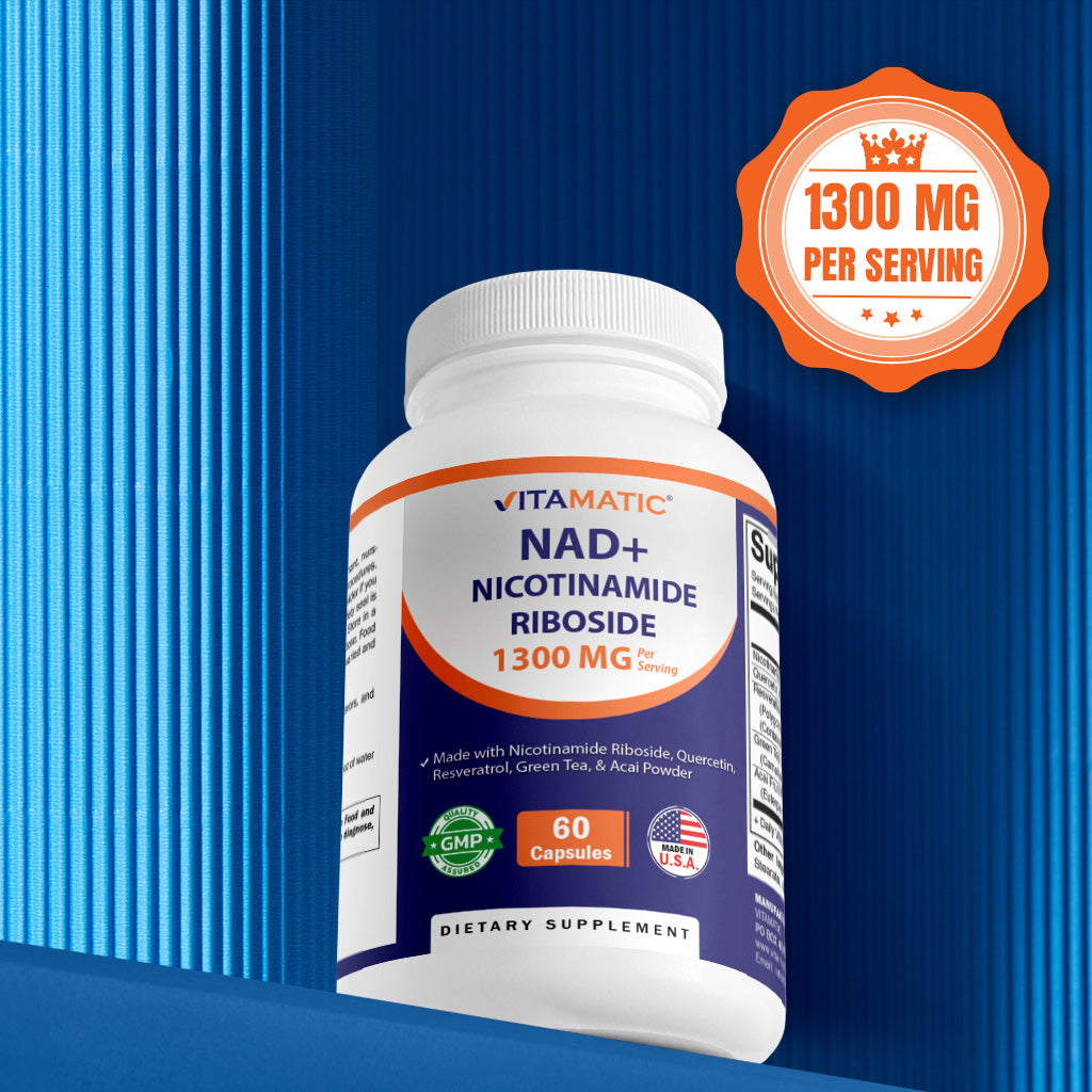 Vitamatic NAD Nicotinamide Riboside Supplement 1300mg 60 Ct - Support Healthy