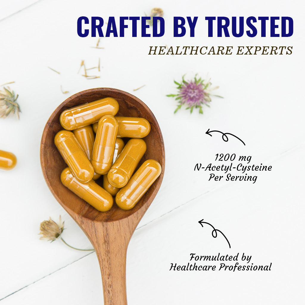 NAC Supplement N-Acetyl-L-Cysteine (NAC) with Milk Thistle Extract - 120 Veg Capsules