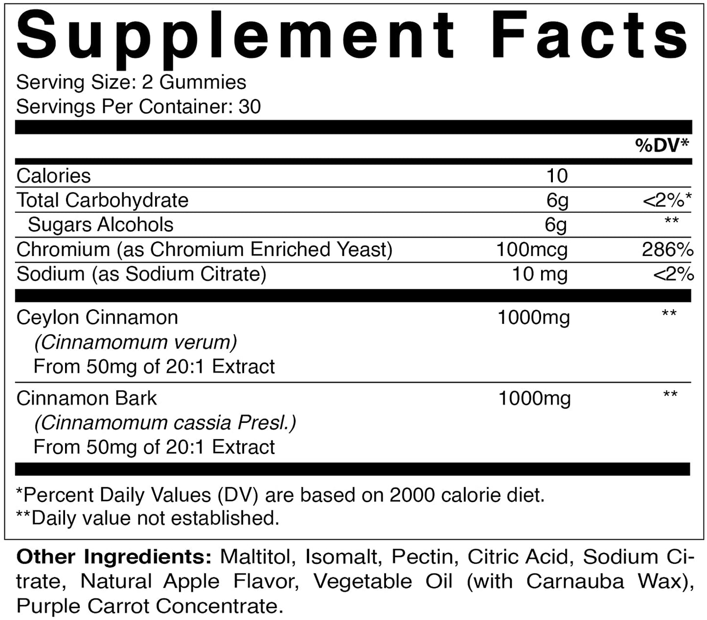 Sugar Free Cinnamon with Chormium 60 Gummies