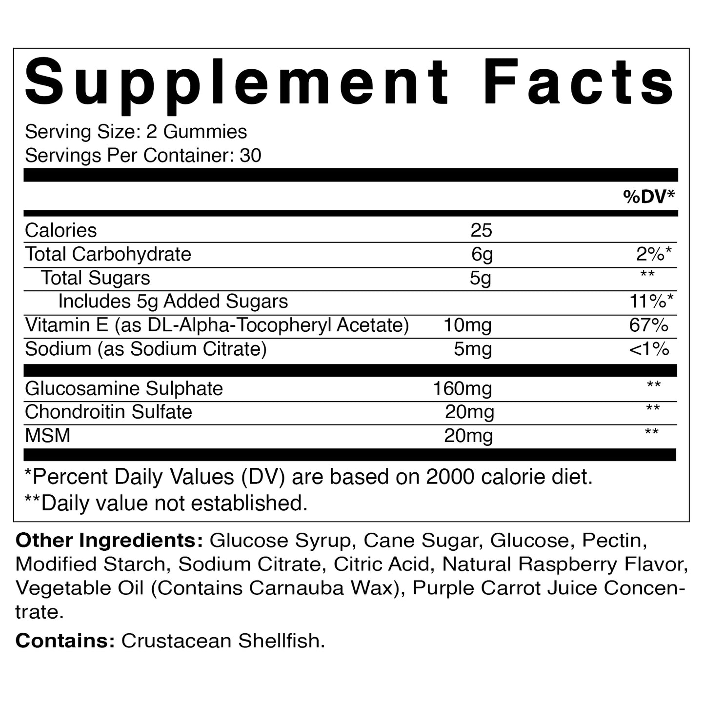 Glucosamine Chondroitin MSM & Vitamin E 60 Gummies