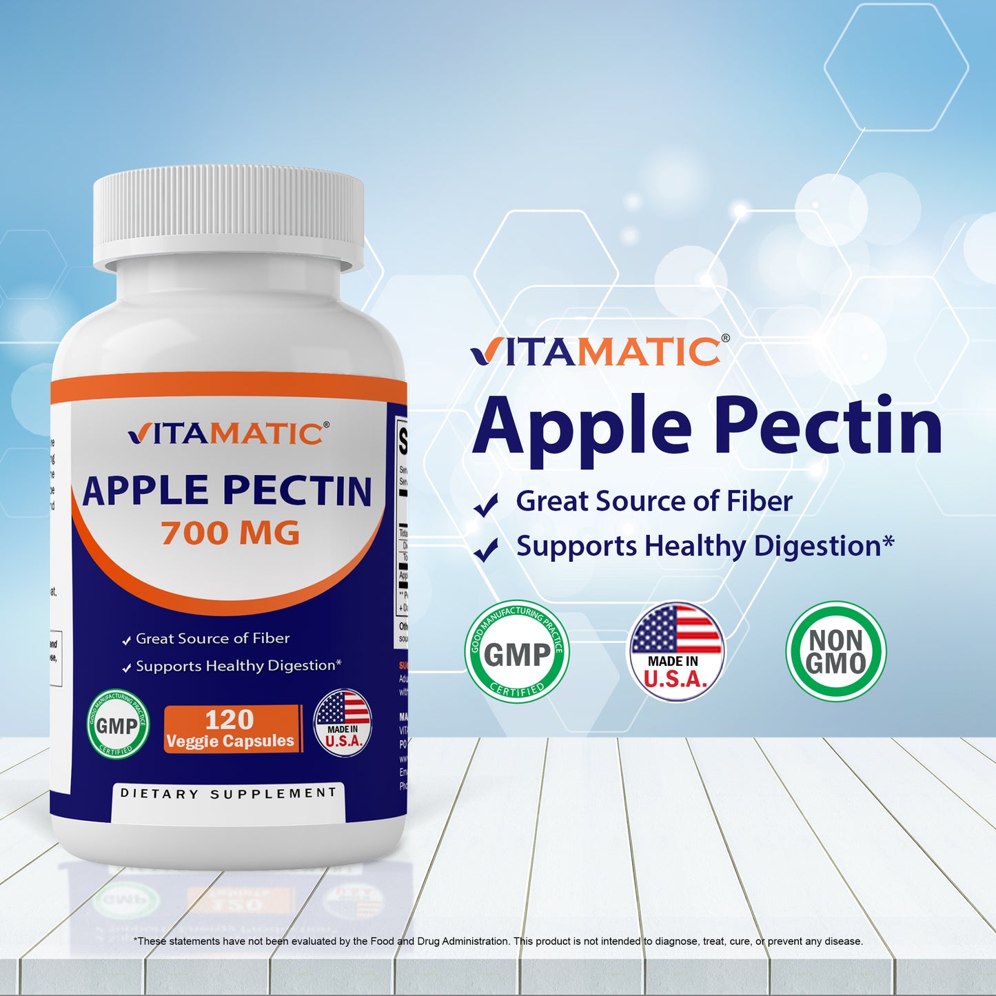 Apple Pectin 700mg 120 Vegetarian Capsules