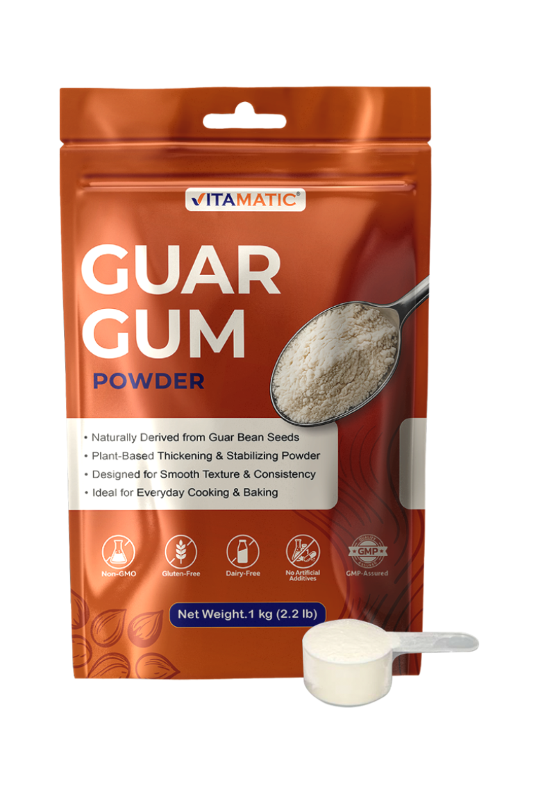 Vitamatic Guar Gum Powder 1 kg (2.2 lb) – Plant-Based Thickener & Stabilizer – Non-GMO, Gluten Free – Ideal for Baking, Cooking & Food Preparation