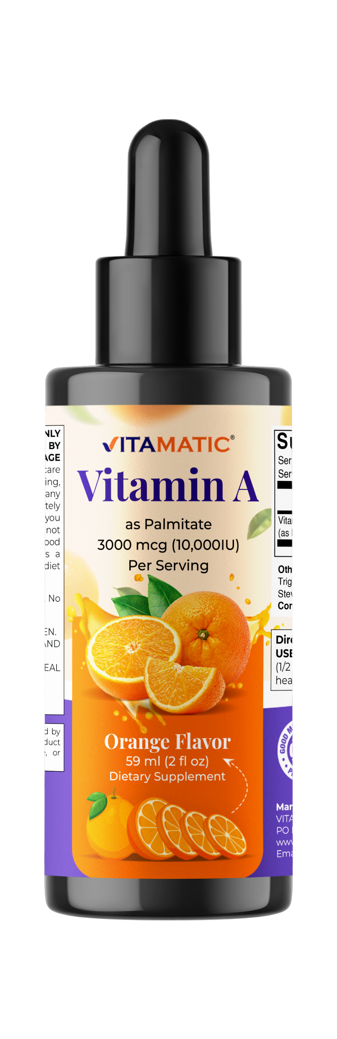 Vitamin A Liquid Drops 10000 IU (3000 mcg) as Retinyl Palmitate - 2 FL OZ (59 ml)