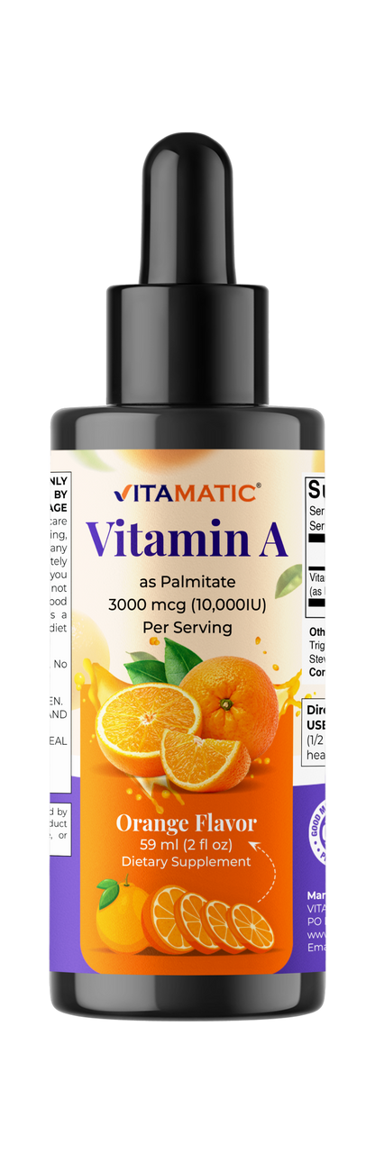 Vitamin A Liquid Drops 10000 IU (3000 mcg) as Retinyl Palmitate - 2 FL OZ (59 ml)