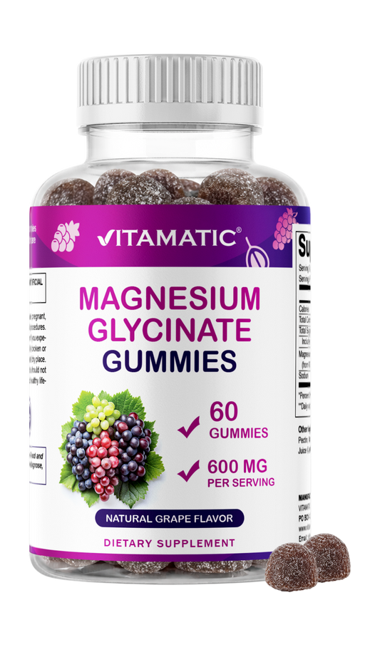 Magnesium Glycinate Gummies 600 mg per Serving – 60 Ct – Natural Grape Flavor