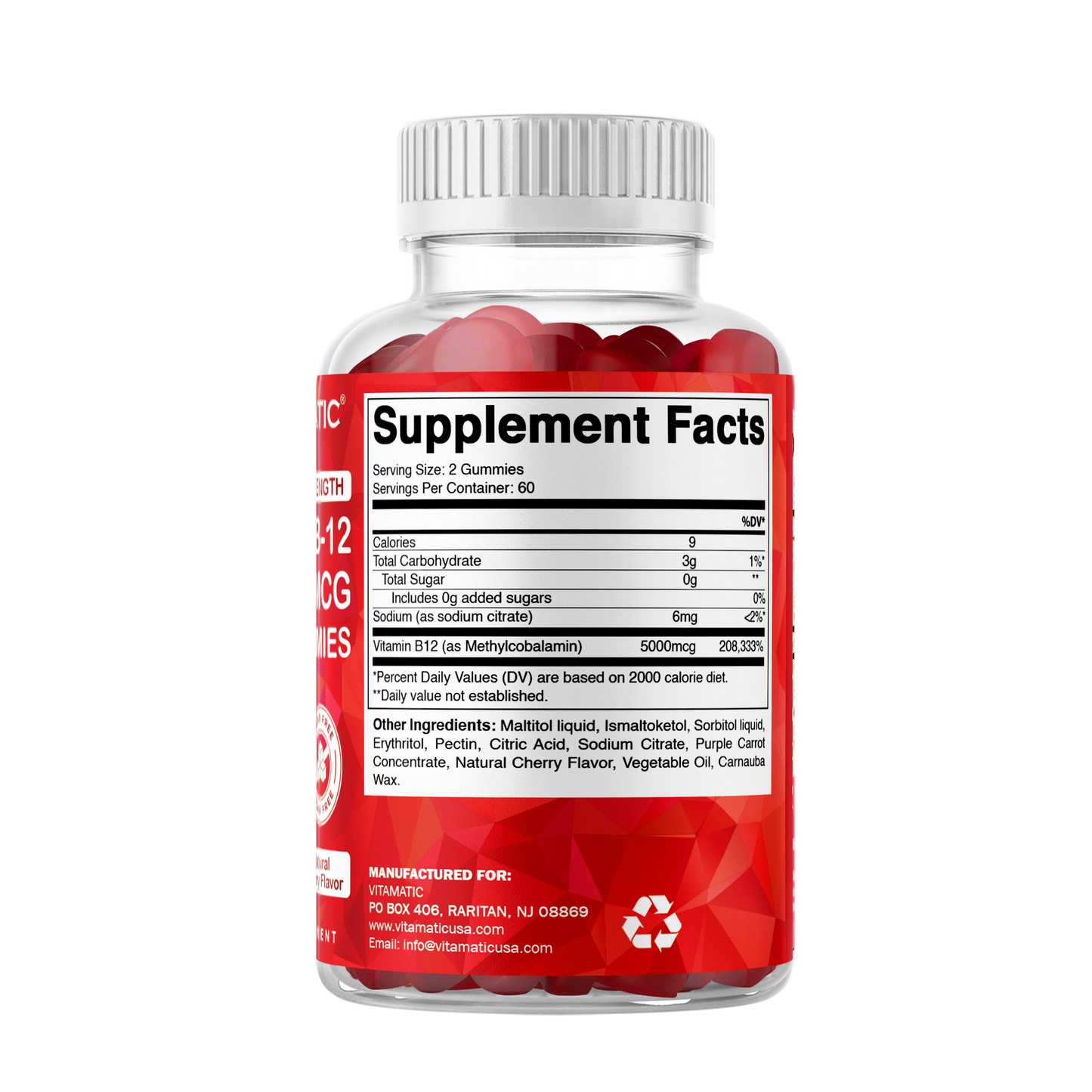 Sugar Free Methyl B12 5000 mcg - 120 Vegan Gummies