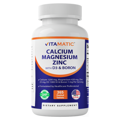 Vitamatic Calcium Magnesium Zinc + D3 & Boron, 365 Tablets