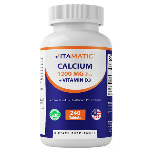 Vitamatic Calcium 1200mg with Vitamin D3 2000 IU (50mcg) – 240 Tablets