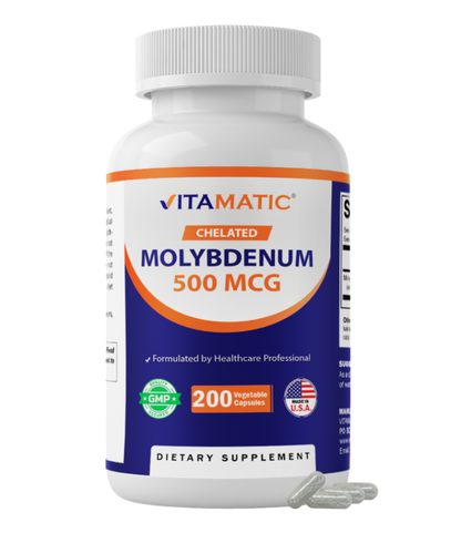 Chelated Molybdenum 500 mcg (as Molybdenum Glycinate Chelate) – 200 Vegetable Capsules