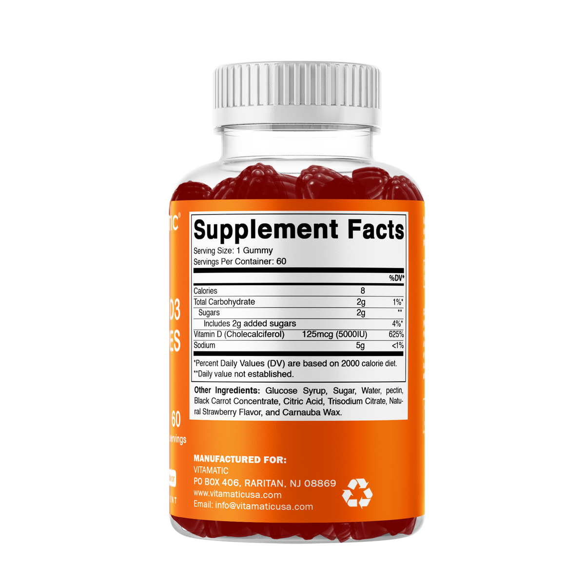 Vitamatic Vitamin D3 5000 IU Gummies, 60 Ct