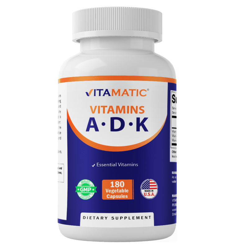 ADK Vitamin Supplement, 180 Veg Capsules (Vitamins A, D3, K2)