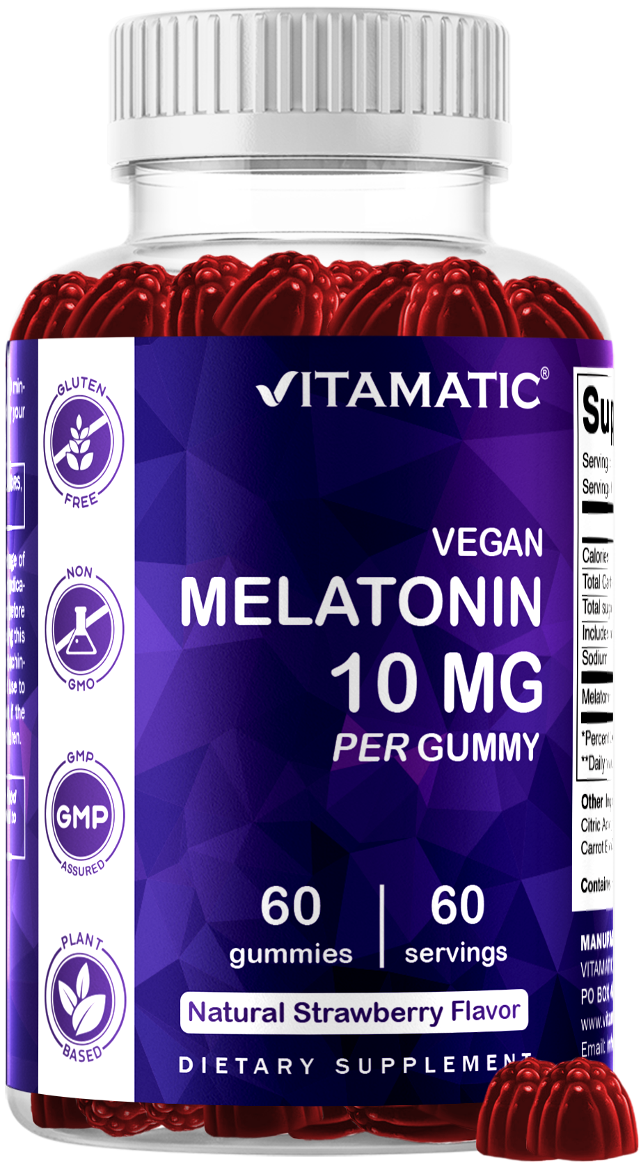Vitamatic Melatonin 10mg Vegan Gummies, 60 Gummies