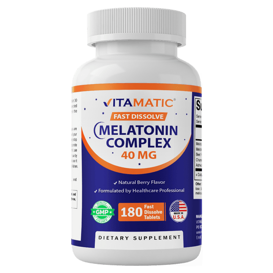 Vitamatic Fast Dissolve Melatonin Complex 40 mg – Natural Berry Flavor – 180 Tablets