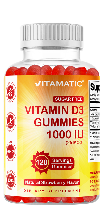 Sugar Free Vitamin D3 1000 IU - 120 Gummies