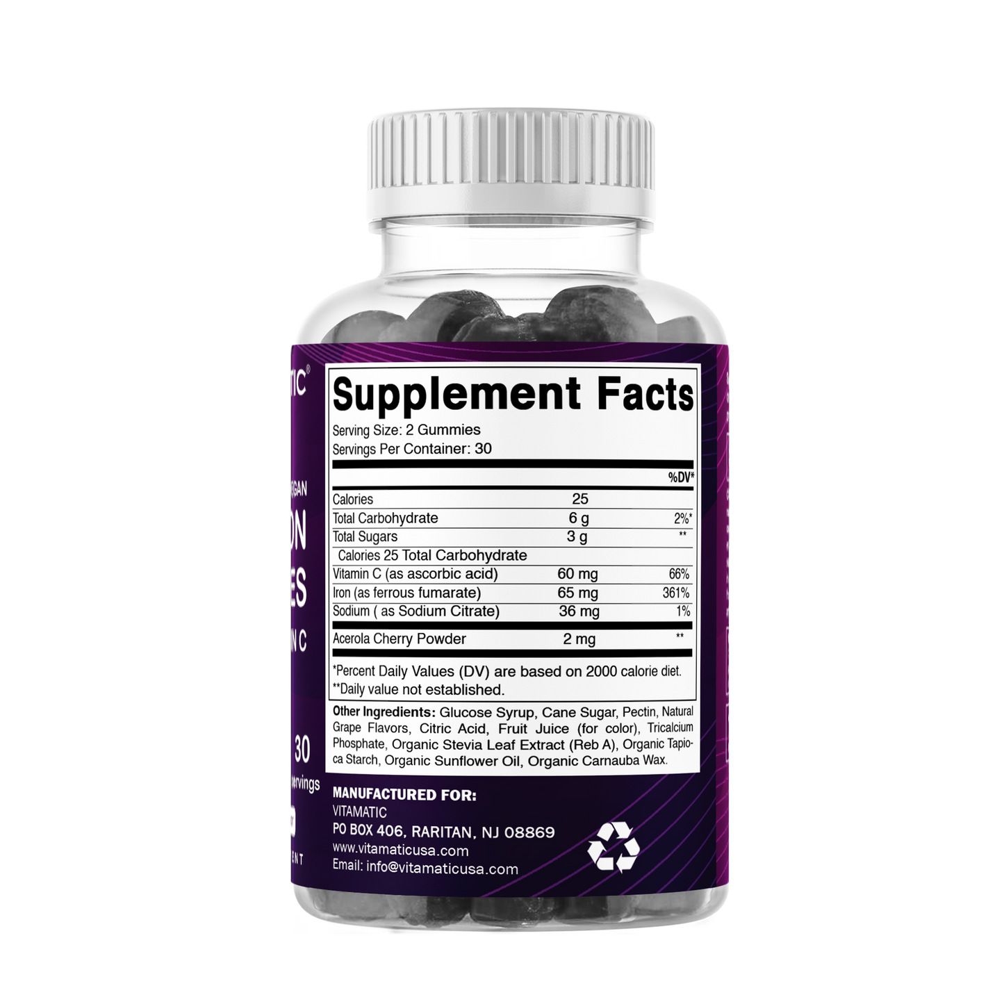 Iron 65mg with Vitamin C - 60 Gummies