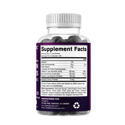Iron 65mg with Vitamin C - 60 Gummies