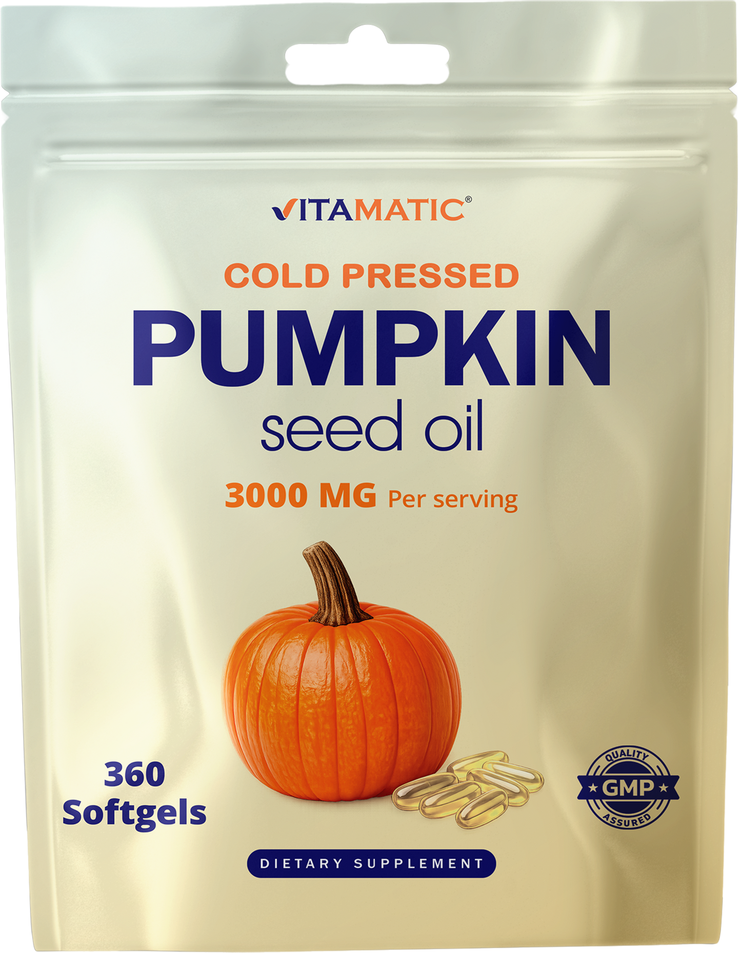 Vitamatic Pumpkin Seed Oil 3000 mg per Serving, 360 Softgels – Cold Pressed Supplement, Non-GMO, Gluten Free
