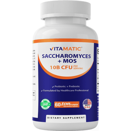 Saccharomyces Boulardii Probiotic 10B per Serving + Yeast Extract 300 mg- 60 DR Capsules