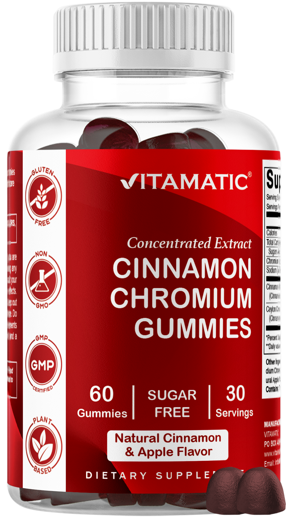 Vitamatic Sugar Free Cinnamon + Chromium, 60 Gummies