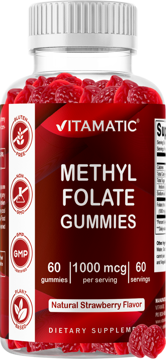 Vitamatic Methylfolate 5-MTHF Gummies 1000 mcg per Serving, 60 Gummies