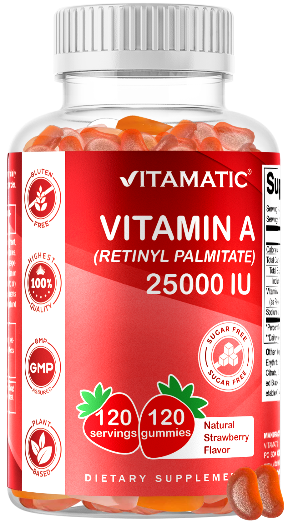 Vitamatic Sugar-Free Vitamin A 25000 IU, 120 Gummies
