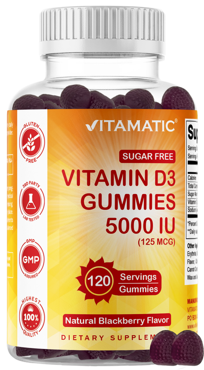 Sugar-Free Vitamin D3 5000 IU, 120 Gummies