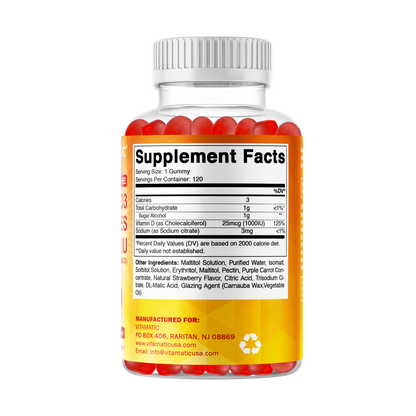 Sugar Free Vitamin D3 1000 IU - 120 Gummies