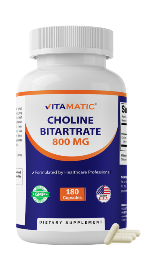 Choline Bitartrate 800 mg – 180 Vegetable Capsules