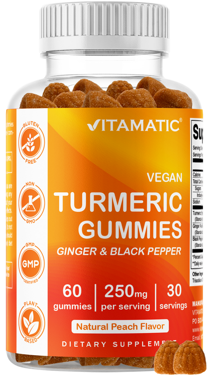 Vitamatic Turmeric + Ginger with Black Pepper, 60 Gummies