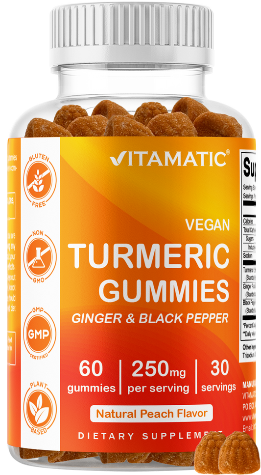 Vitamatic Turmeric + Ginger with Black Pepper, 60 Gummies