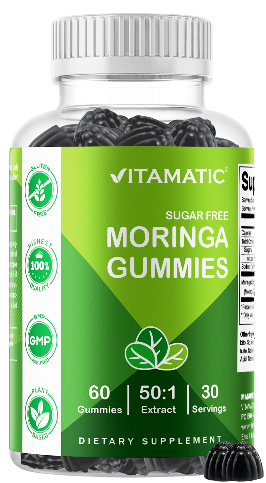 Vitamatic Sugar-Free Moringa 50:1 Extract, 60 Gummies
