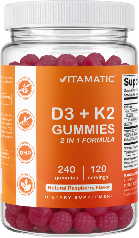 Vitamatic Vitamin D3 + K2 with Calcium Gummies, 240 Count