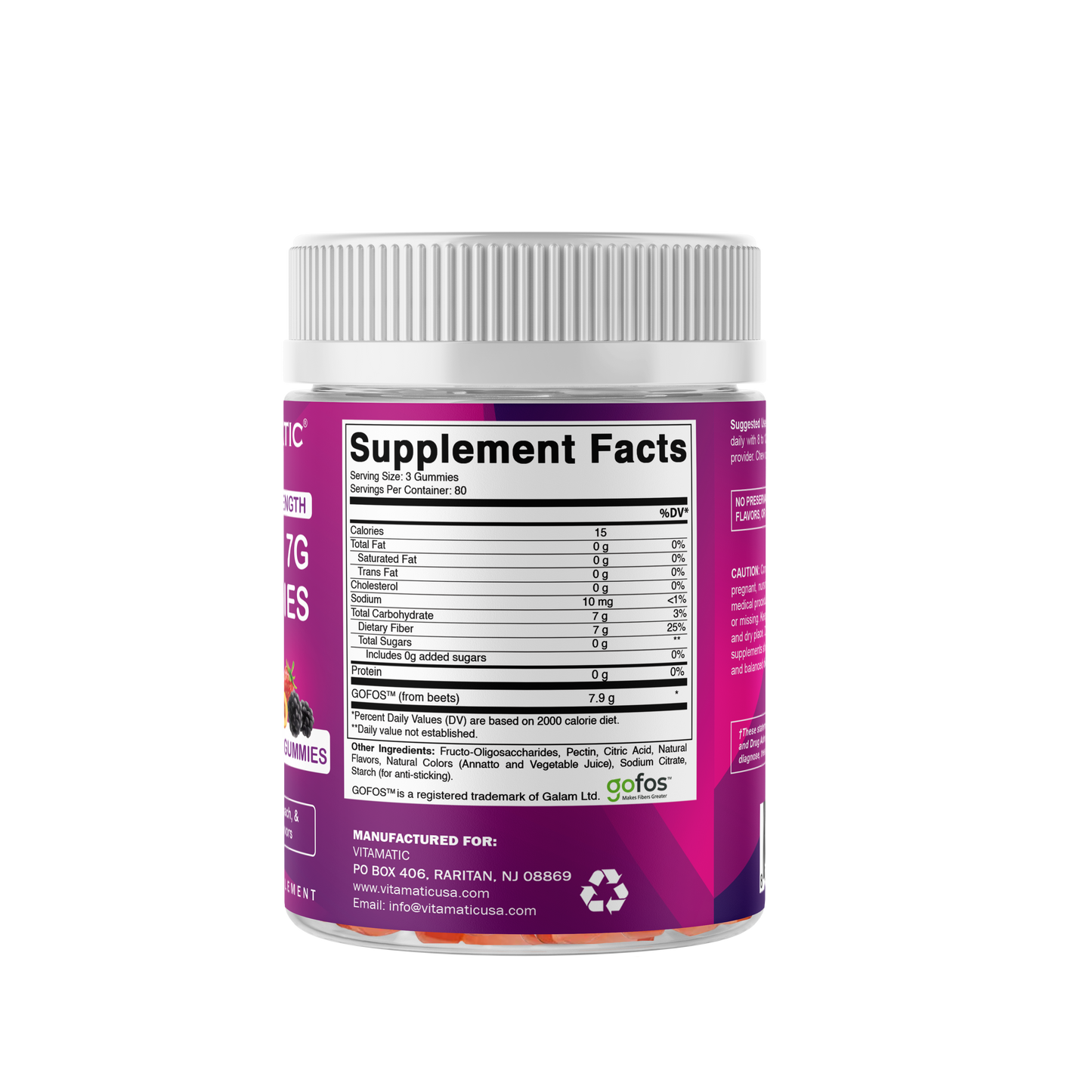 Prebiotic Fiber Gummies for Adults-  240 Pectin Based Gummies, Digestive Health & Regularity Support