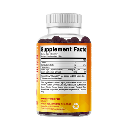Sugar Free Vitamin D3 5000 IU - 120 Gummies