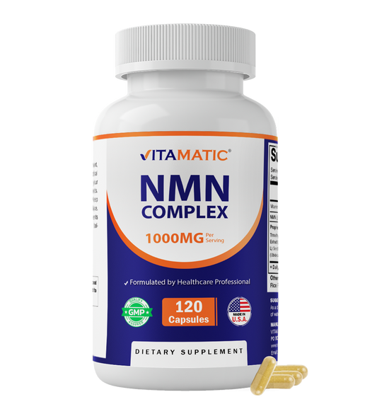 NMN Complex 1000 mg Per Serving – Made with Resveratrol, CoQ10, TMG – 120 Vegetable Capsules