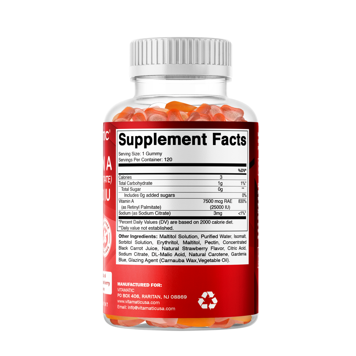 Sugar Free Vitamin A 25000 IU - 120 Gummies