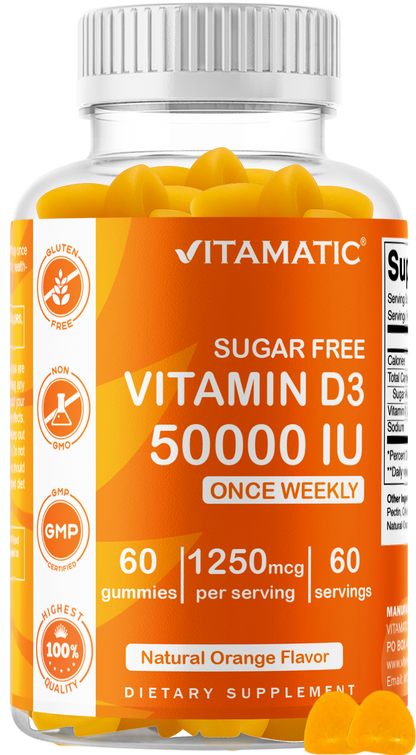 Vitamatic Sugar-Free Vitamin D3 50000 IU, 60 Gummies