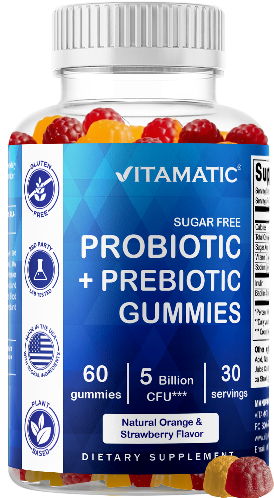 Vitamatic Sugar Free Probiotic 5 Billion CFU, 60 Gummies