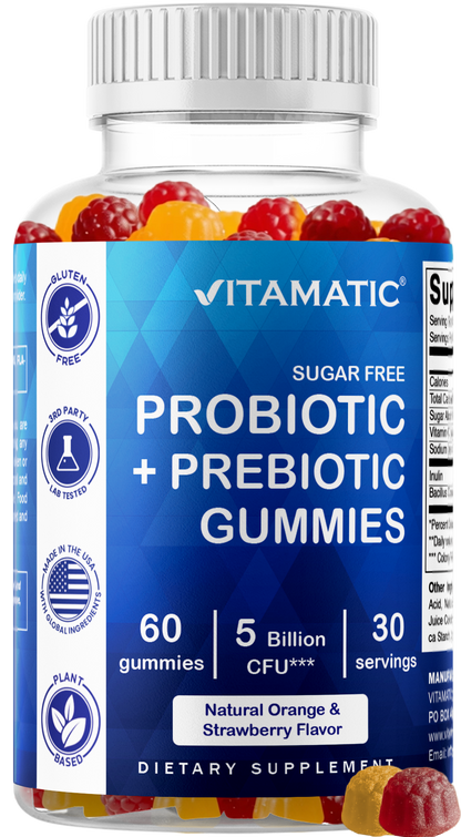 Vitamatic Sugar Free Probiotic 5 Billion CFU, 60 Gummies