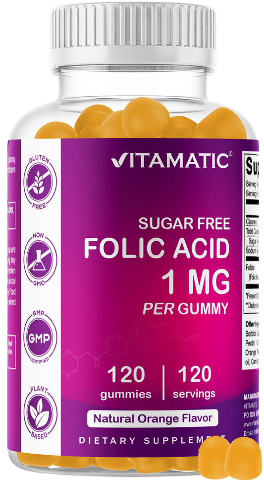 Vitamatic Sugar-Free Folic Acid 1mg, 120 Gummies