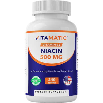 Niacin (Vitamin B3) 500mg, Sustained Release - 240 Tablets – Vitamatic