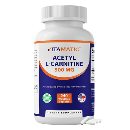 Acetyl L-Carnitine 500mg, 240 Vegetarian Capsules