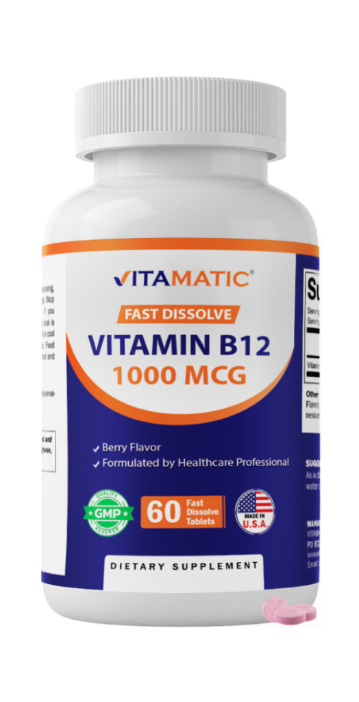 Vitamin B12 1000 mcg Fast Dissolve – 60 Tablets – Natural Berry Flavor